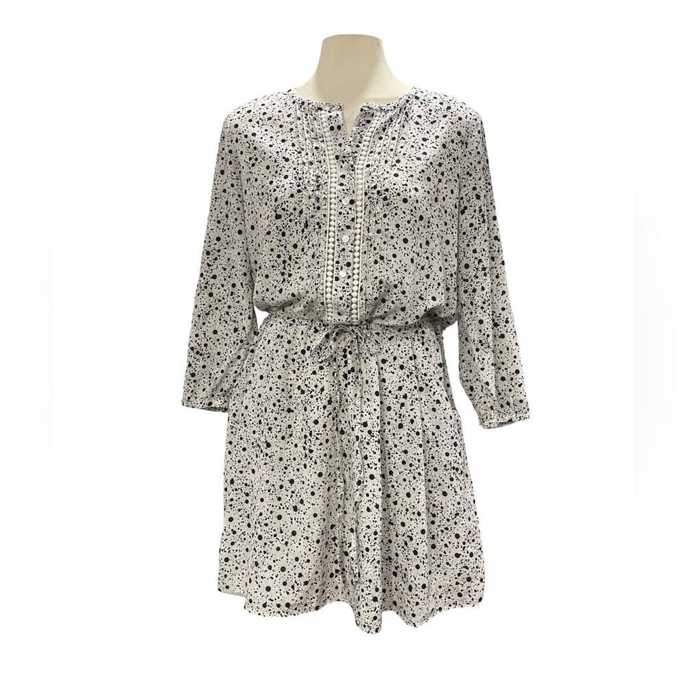 [4] CLUB MONACO Dress silk white black splatter summer wedding mini - Picture 2 of 8